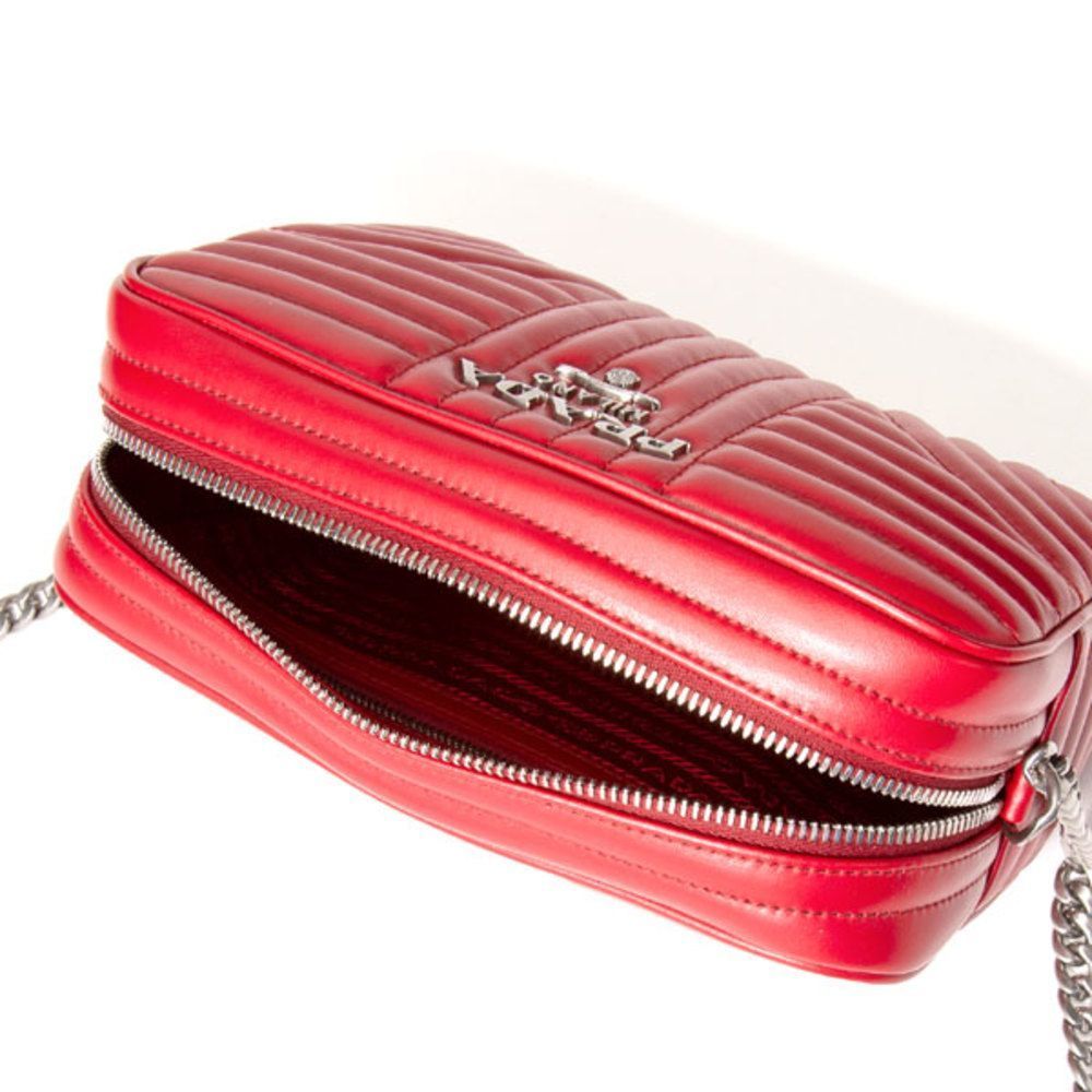 Prada Crossbody Bag Calf Leather Red Shoulder Bag - Picture 3 of 3